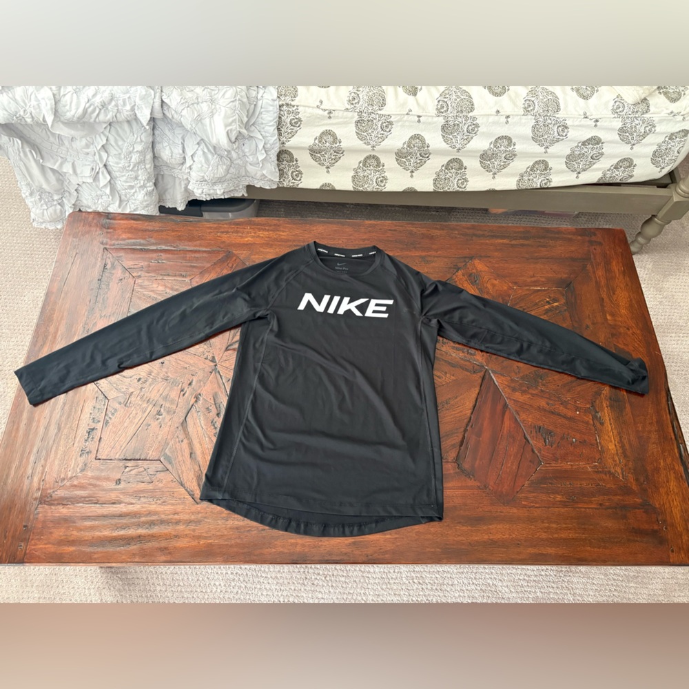 Nike Black Long Sleeve Top with White Logo